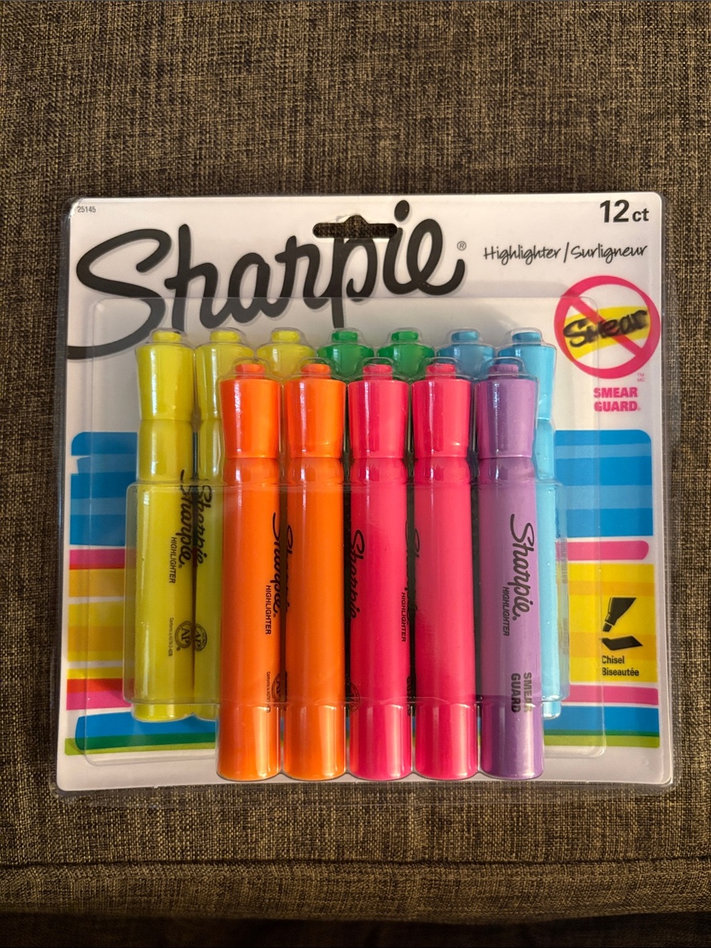 12ct Assorted Highlighter Set - Yellow, Orange, Pink, Green, Blue, Purple